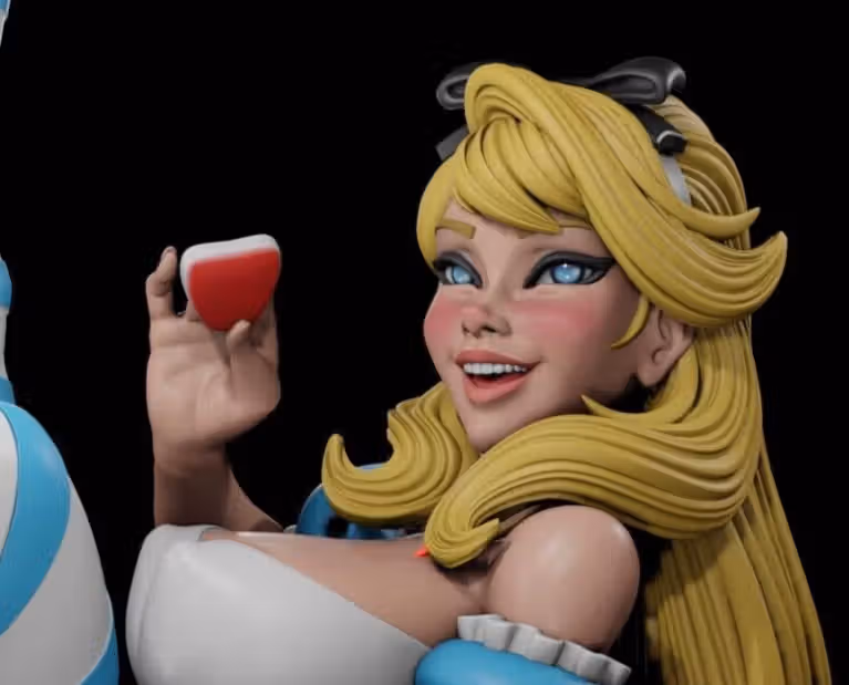 Alice Sitting Statue | Wonderland Fan Art by Digital Dark SFW,NSFW,Futa 3d printed statue,3d printed,nsfw statue,futa statue,futa figurines,futanari figurines,futanari statue,3d printed figure,Alice Sitting Statue,Wonderland Statue
