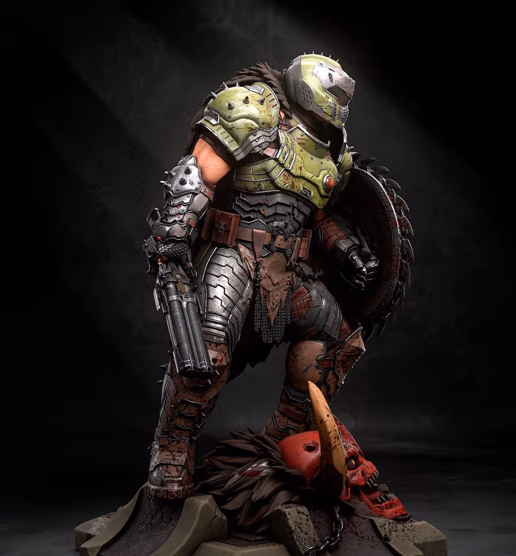 Estatua Doomguy | Doom Fan art por H3LLCREATOR SFW 3d printed statue,3d printed,3d printed figure,doom statue,doomguy statue