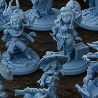 Goblin Team v2 Miniature Pack | DnD Fan Art by Twin Goddess Miniatures SFW 3d printed,goblin miniature,3d printed miniature,sfw miniature,Goblin Girl Team