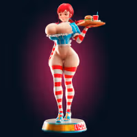 Wendy's Statue | Wendys Fan Art by Officer Rhu SFW,NSFW,Futa 3d printed statue,3d printed,nsfw statue,futa statue,Wendy's Statue,futa figurines,futanari figurines,futanari statue