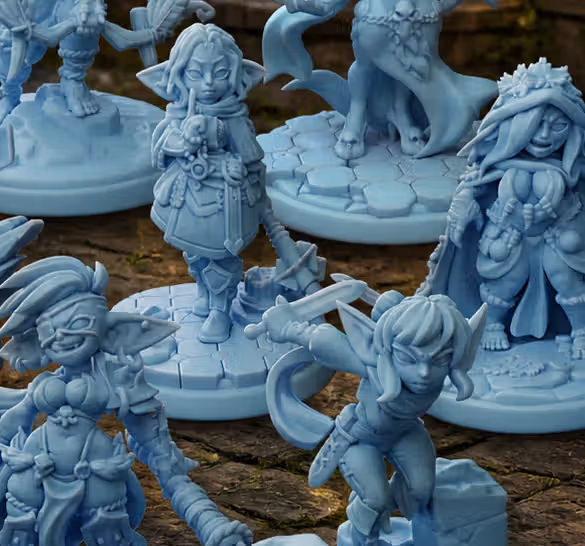Goblin Team v1 Miniature Pack | DnD Fan Art by Twin Goddess Miniatures SFW 3d printed,goblin miniature,3d printed miniature,sfw miniature,Warrior Goblin,Goblin Girl Team