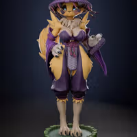 Renamon Samurai Furry Statue | Digimon Fan Art by Anyonensfw SFW,NSFW,Futa 3d printed,3d printed statue,nsfw statue,futa statue,furry statue,Renamon Statue,Digimon Statue,futa figurines,futanari figurines,futanari statue