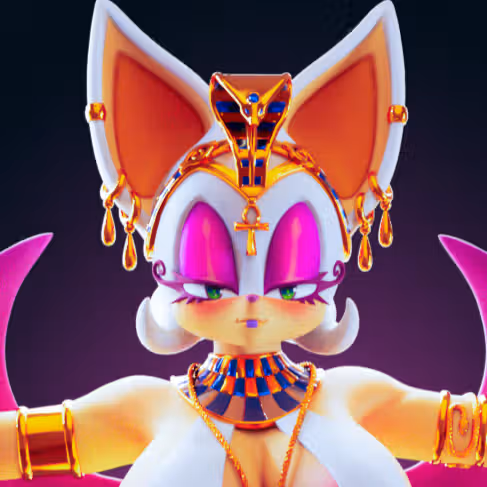 Rouge the Bat Egyptian Cosplay Statue | Sonic Fan Art by Officer Rhu SFW,NSFW,Futa 3d printed,Rouge the Bat statue,futa statue,Sonic statue,furry statue,nsfw statue,futa figurines,futanari figurines,futanari statue,3d printed figure