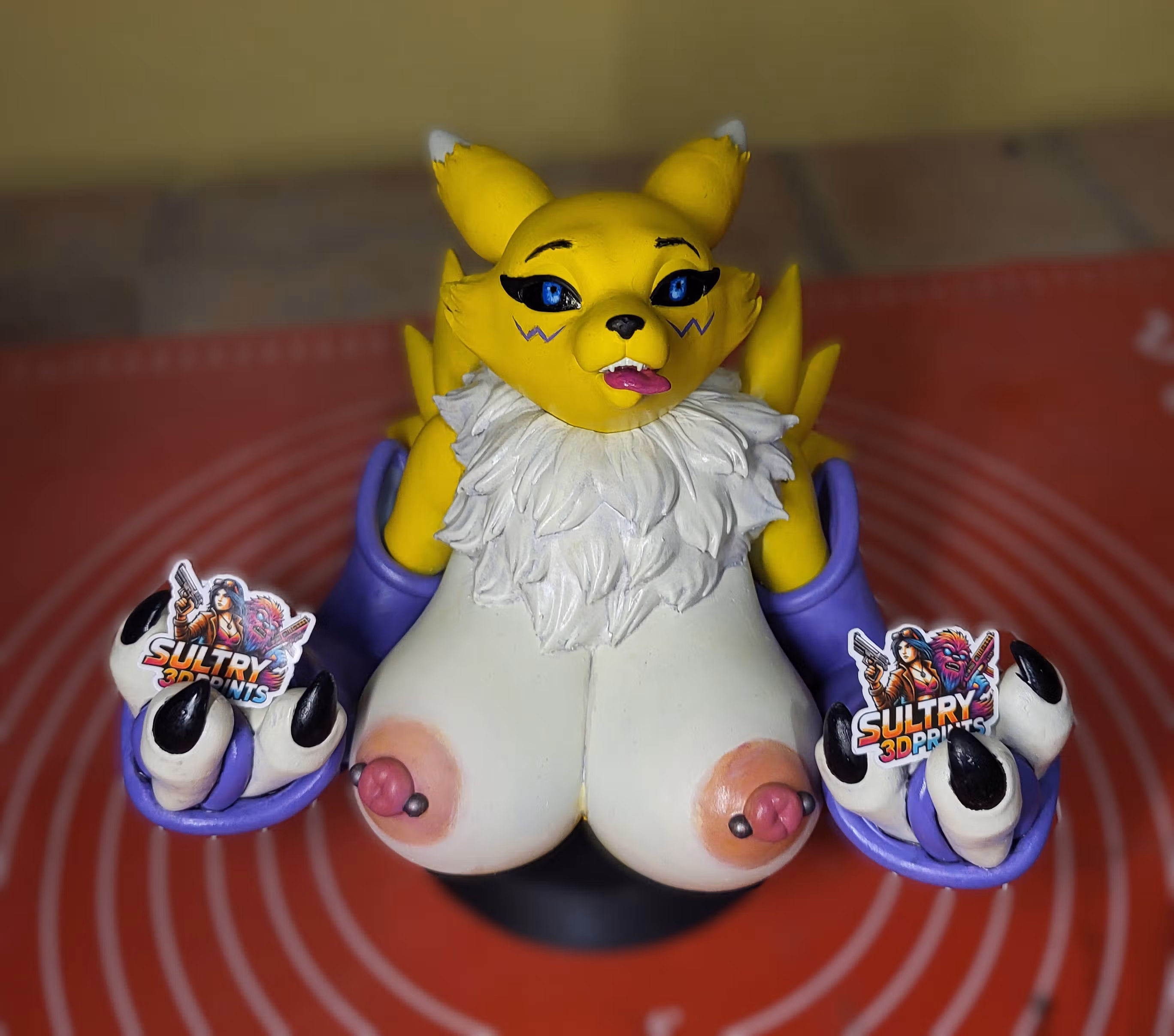 Renamon Phone Holder Painted Statue | Digimon by Anyonensfw NSFW 3d printed statue,3d printed,Renamon Phone Holder ,Digimon statue,nsfw statue,3d printed figure
