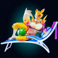 Renamon Watermelon Bikini Statue | Digimon Fan Art by Officer Rhu SFW,NSFW,Futa 3d printed,Renamon statue,futa statue,Digimon statue,furry statue,nsfw statue,futa figurines,futanari figurines,futanari statue