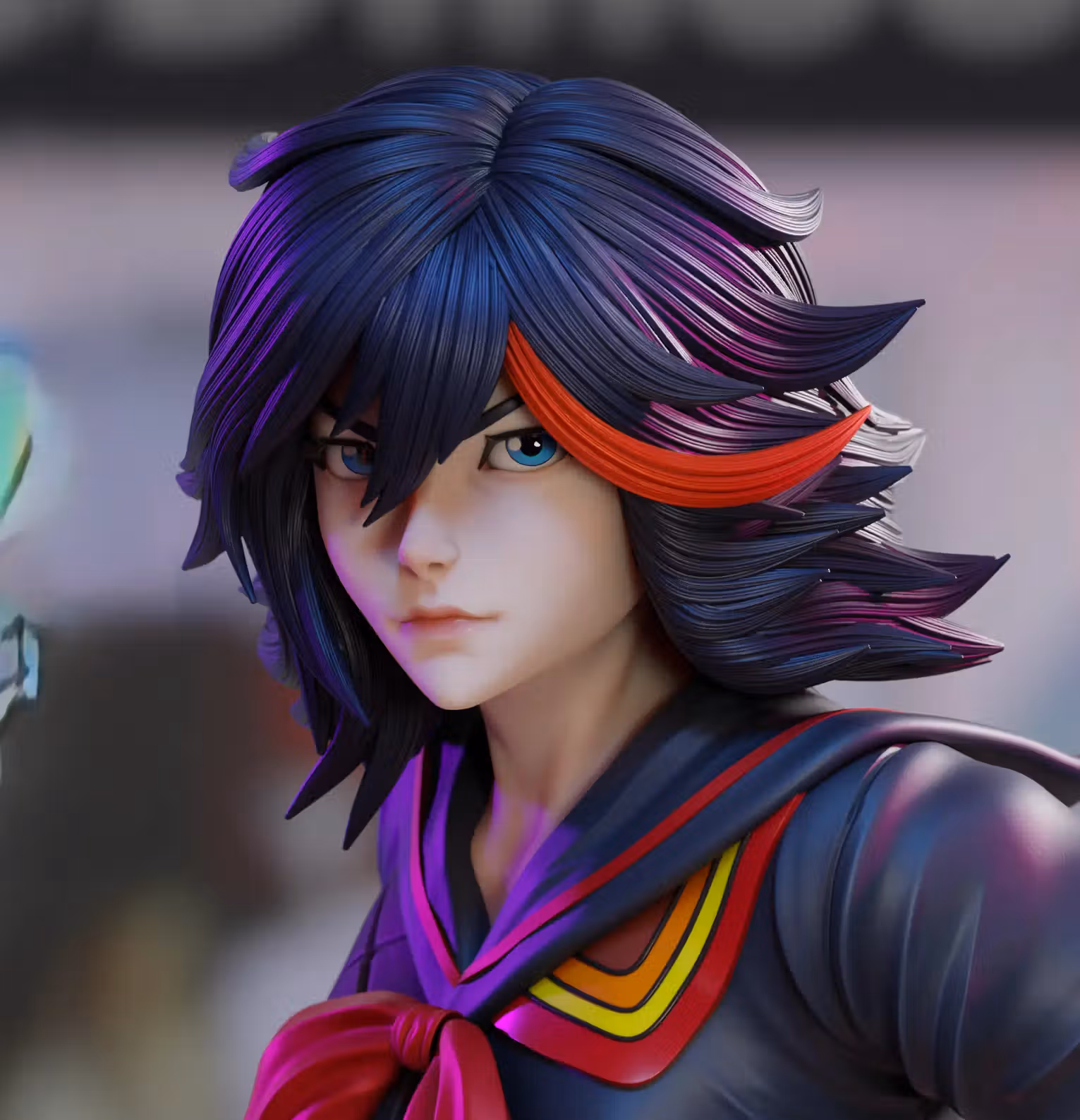 Ryuko Matoi Statue | Kill la Kill Fan Art by 3Dmoonn SFW 3d printed,3d printed statue,Ryuko Matoi Statue,Kill la Kill statue