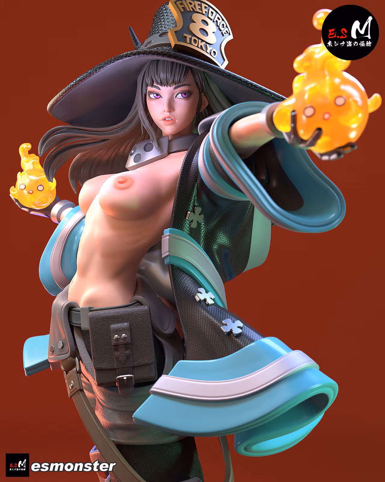 Oze Maki Statue | Fire Force Fan Art by E.S Monster SFW,NSFW 3d printed statue,3d printed,nsfw statue,3d printed figure,Oze Maki Statue,Fire Force statue