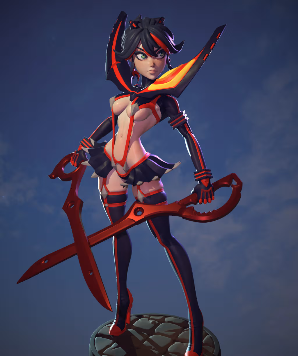Statua Ryuko Matoi | Kill La Kill Fan art di Dinamuuu3d SFW,NSFW 3d printed statue,3d printed,Kill La Kill Statue ,3d printed figure,nsfw statue,Ryuko Matoi Statue 