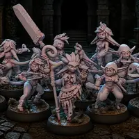Goblin Tribe Squad v2 Miniature Pack | DnD Fan Art by Gaz Minis SFW,NSFW 3d printed,miniature,dnd miniature,3d printed miniature,nsfw miniature,Goblin Girl Team