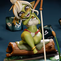 Fishing Goblin Girl Miniature | DnD Fan Art by Jigglystix SFW 3d printed,miniature,dnd miniature,Fishing Goblin Girl,3d printed miniature