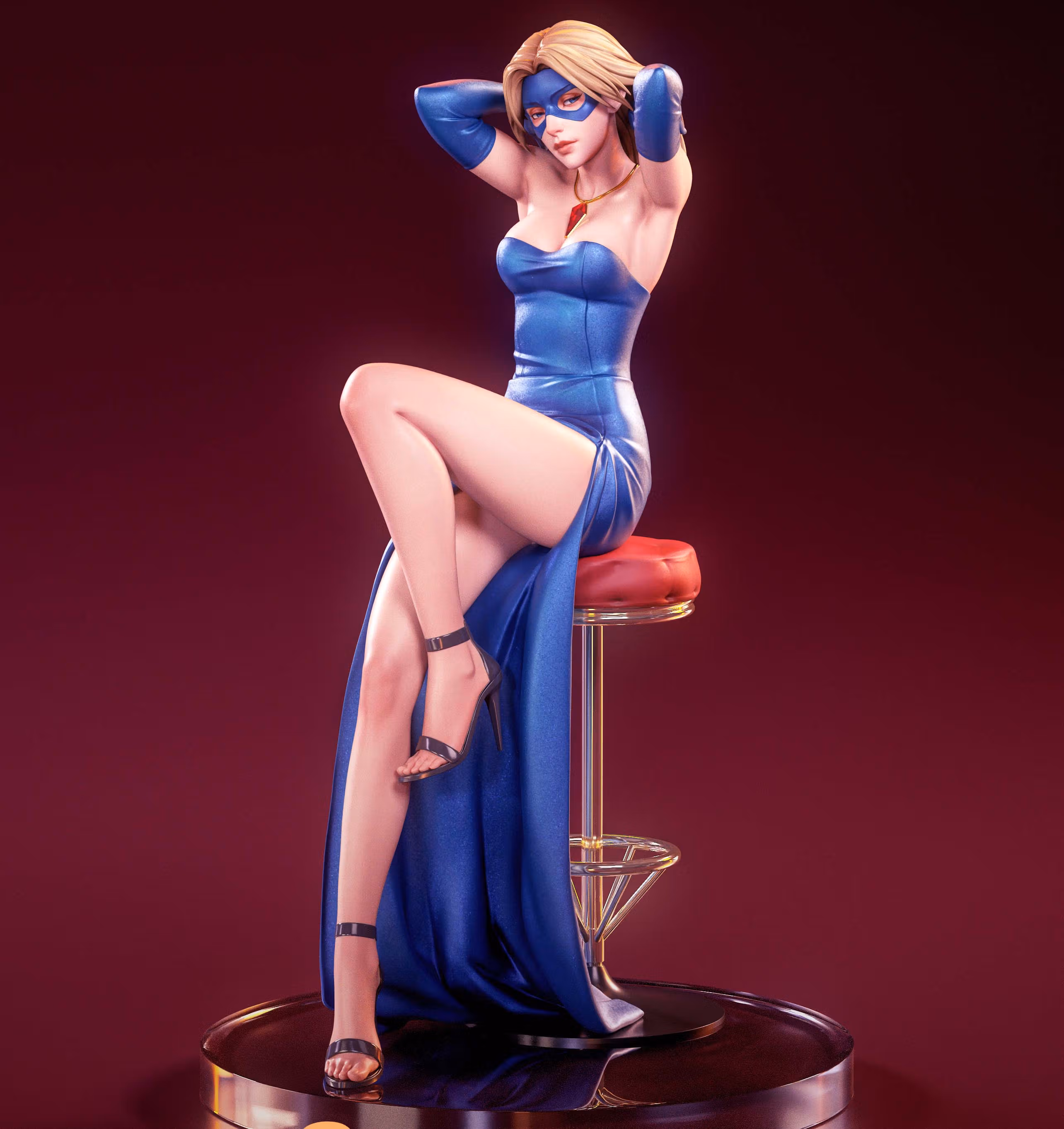 Statue Blonde Blazer | Blonde Blazer Fan art par Kuru Figure SFW 3d printed statue,Dispatch statue,Blonde Blazer statue,3d printed figure,3d printed