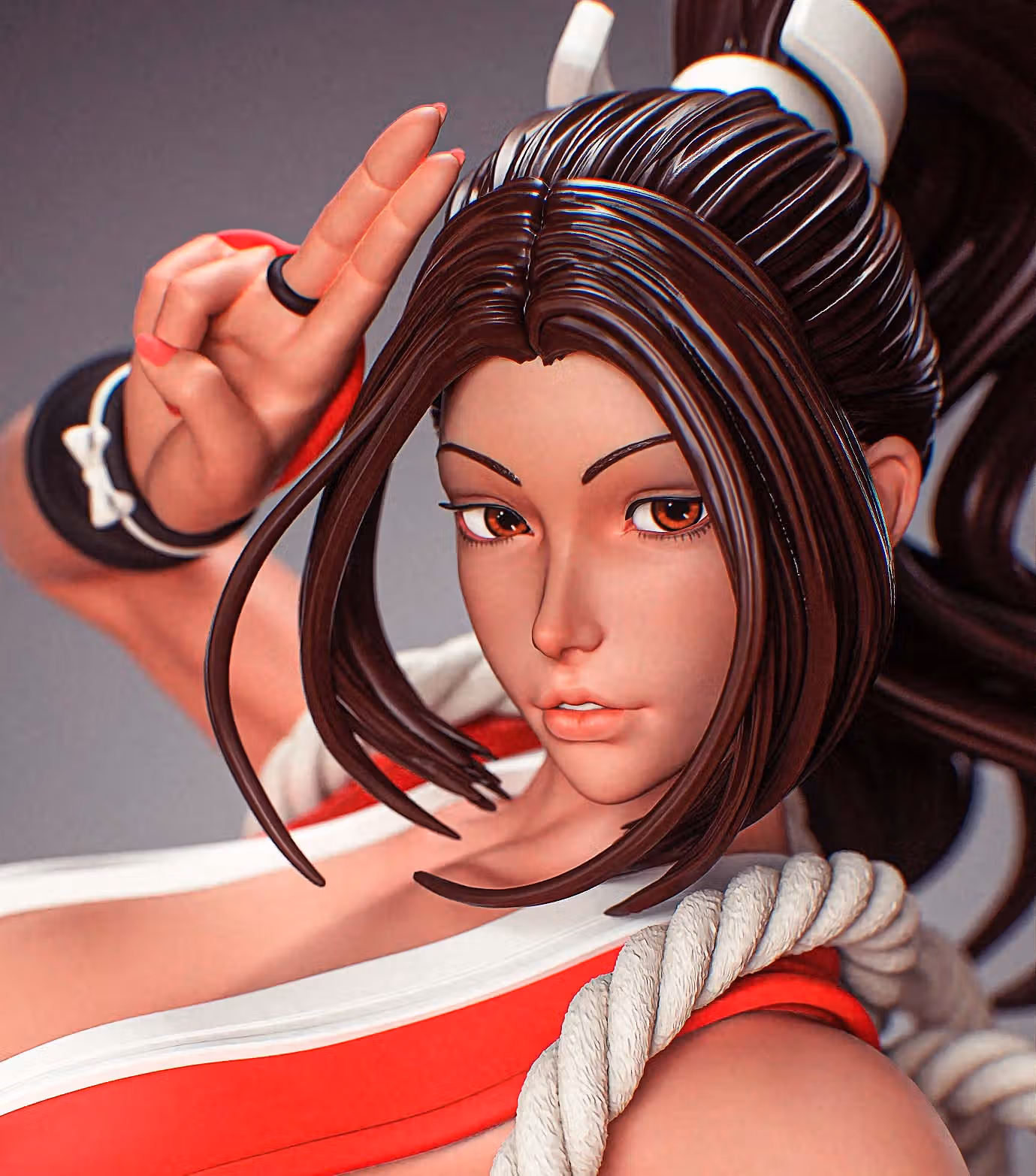 Mai Shiranui Statue | The King of Fighters Fan Art by PEACHFIGURE SFW,NSFW,Futa 3d printed,3d printed statue,Mai Shiranui Statue,The King of Fighters statue,nsfw statue,futa statue,futa figurines,futanari figurines,futanari statue