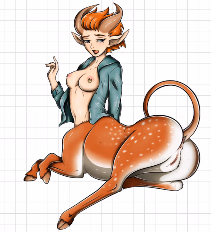 Deer Centaur Furry Girl Sticker | Original Vinyl Sticker NSFW nsfw sticker,stickers,Deer Centaur sticker,original sticker,furry sticker