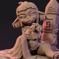 Aztec Sewing Goblin Miniature | DnD Fan Art by Jigglystix SFW,NSFW 3d printed,miniature,dnd miniature,Aztec Sewing Goblin,3d printed miniature,nsfw miniature