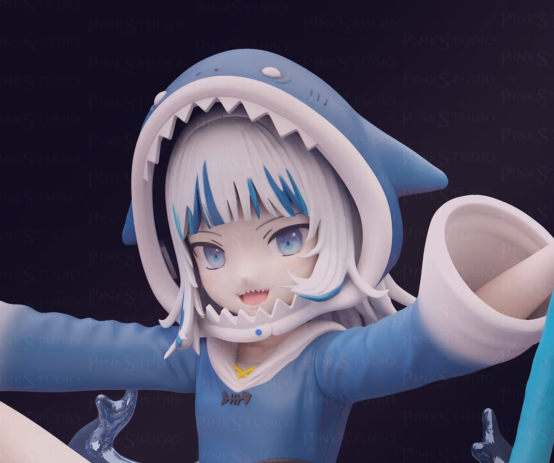 Gawr Gura Statue | Hololive Fan Art by Pink Studio SFW,NSFW 3d printed statue,nsfw statue,Gawr Gura Statue,Hololive Statue,sfw statue