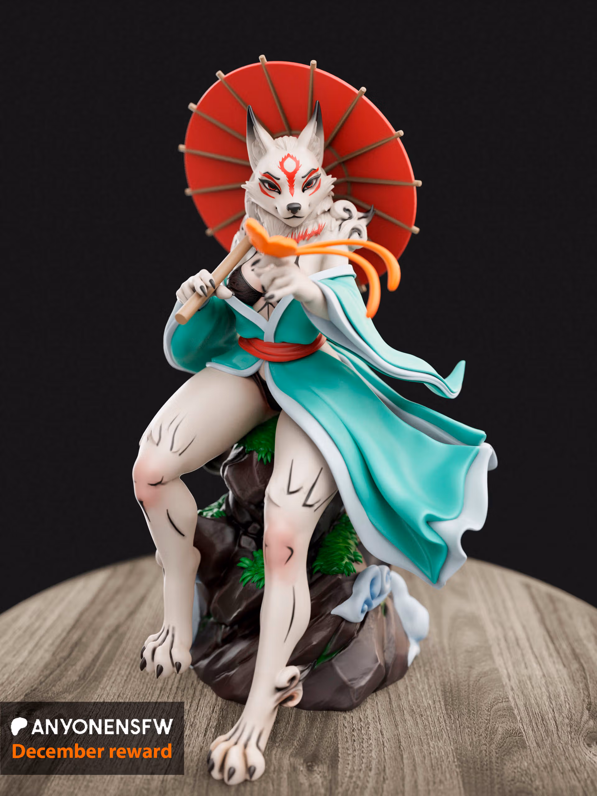 Amaterasu Wolf Girl Statue | Okami Fan Art by Anyonensfw SFW,NSFW,Futa 3d printed statue,3d printed,furry statue,Amaterasu Wolf,nsfw statue,futa statue,futa figurines,futanari figurines,futanari statue,3d printed figure