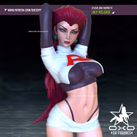 Jessie and Meowth Statue | Pokemon Fanart von OXO3D SFW,NSFW 3d printed,3d printed statue,nsfw statue,3d printed figure,Jessie Statue,pokemon statue