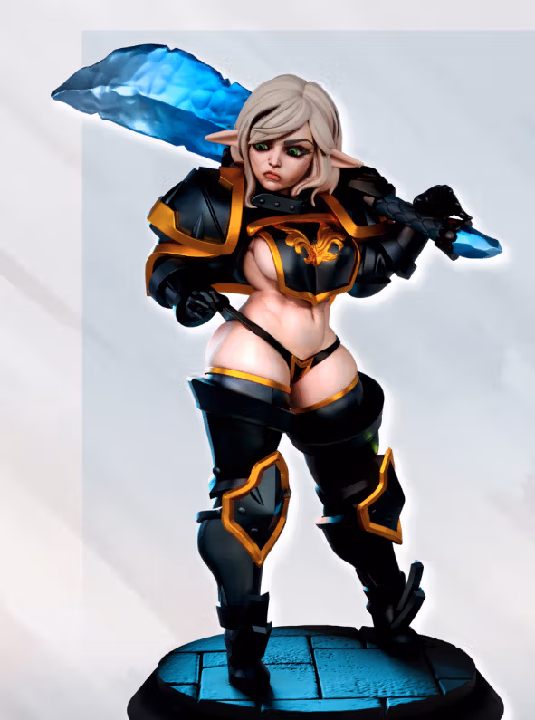Elf in High Level Gear Miniature | DnD Fan Art by Gaz Minis SFW,NSFW 3d printed,miniature,dnd miniature,Elf in High Level Gear,3d printed miniature,nsfw miniature