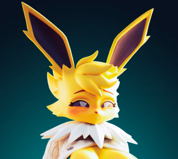 Figura Jolteon Chill Curvy | Pokémon Fanart autorstwa Officer Rhu SFW,NSFW,Futa 3d printed statue,3d printed,3d printed figure,Jolteon Statue,Pokemon Statue,futa statue,futa figurines,futanari figurines,futanari statue,furry statue