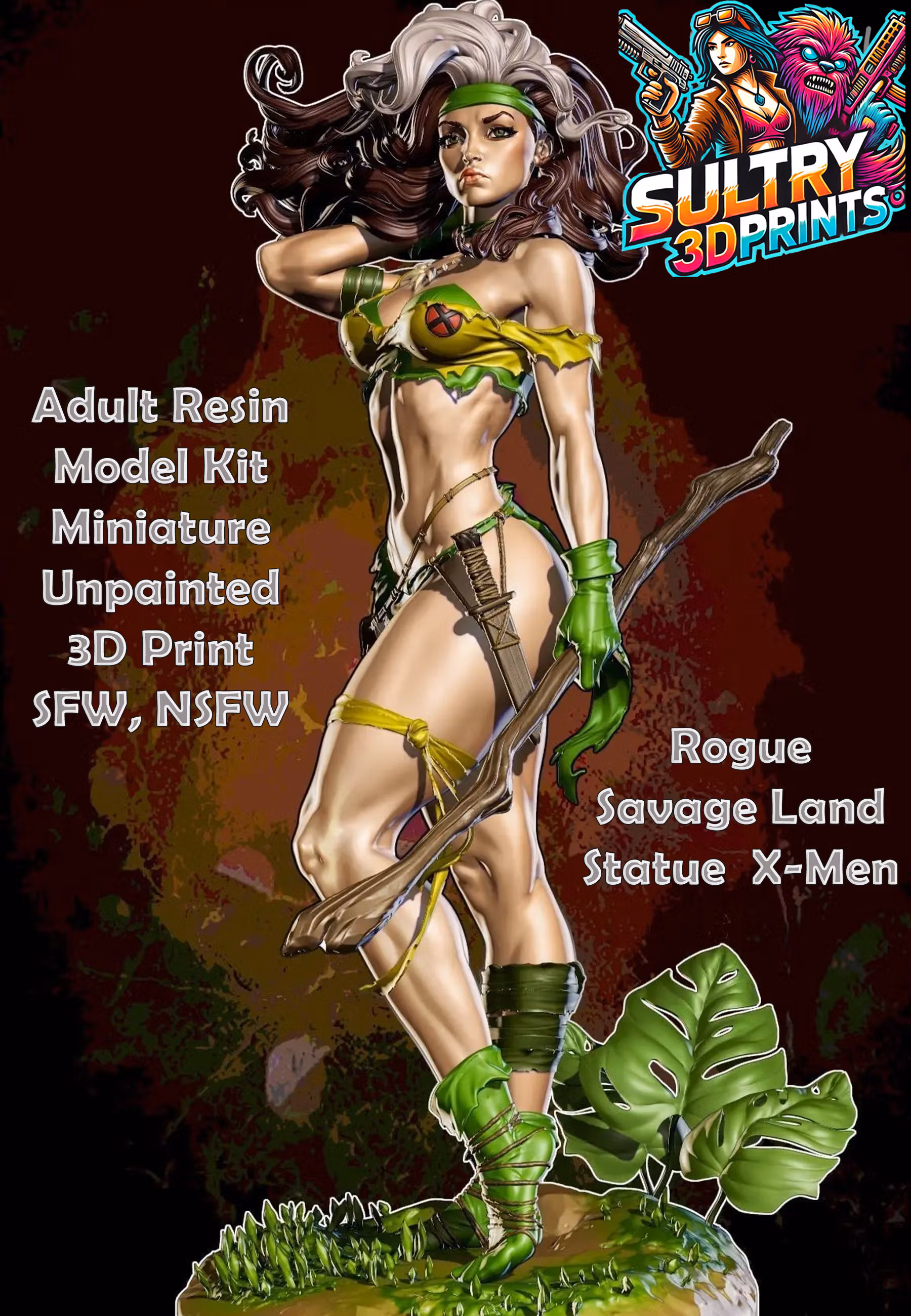 Rogue Savage Land Statue | X-Men Fanart von Yan-H SFW,NSFW 3d printed statue,3d printed,nsfw statue,3d printed figure,Rogue statue,X-Men statue