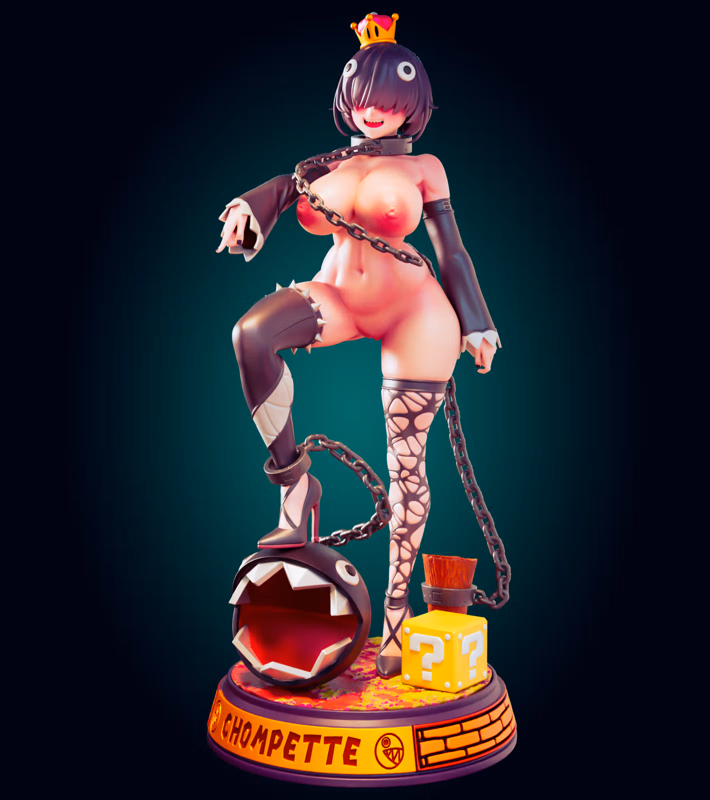 Statue Princess Chompette | Super Mario Fan art par Officer Rhu SFW,NSFW,Futa 3d printed,3d printed figure,Princess Chompette statue,futa statue,Super Mario statue,nsfw statue,futa figurines,futanari figurines,futanari statue