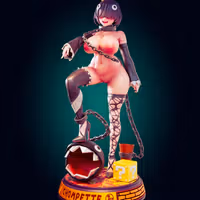 Statue Princess Chompette | Super Mario Fan art par Officer Rhu SFW,NSFW,Futa 3d printed,3d printed figure,Princess Chompette statue,futa statue,Super Mario statue,nsfw statue,futa figurines,futanari figurines,futanari statue