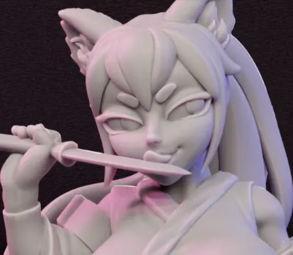 Femme Fatale Tanuki Ninja Miniature | DnD Fan Art by Jigglystix SFW,NSFW 3d printed,miniature,dnd miniature,Femme Fatale Tanuki Ninja,3d printed miniature,nsfw miniature