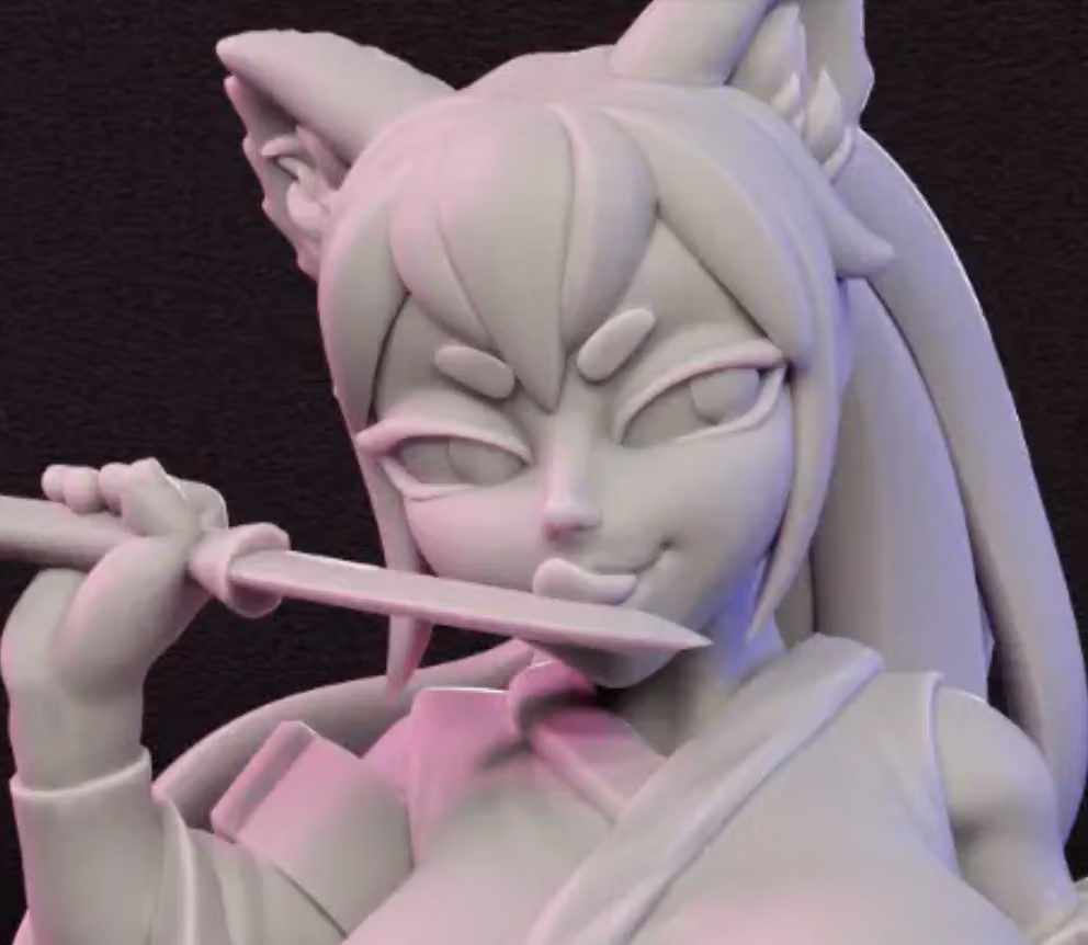 Femme Fatale Tanuki Ninja Miniature | DnD Fan Art by Jigglystix SFW,NSFW 3d printed,miniature,dnd miniature,Femme Fatale Tanuki Ninja,3d printed miniature,nsfw miniature