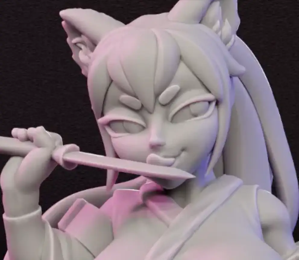 Femme Fatale Tanuki Ninja Miniature | DnD Fan Art by Jigglystix SFW,NSFW 3d printed,miniature,dnd miniature,Femme Fatale Tanuki Ninja,3d printed miniature,nsfw miniature