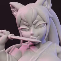 Femme Fatale Tanuki Ninja Miniature | DnD Fan Art by Jigglystix SFW,NSFW 3d printed,miniature,dnd miniature,Femme Fatale Tanuki Ninja,3d printed miniature,nsfw miniature