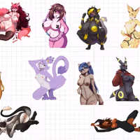 Furry Nsfw Girl 3 Mix Pack Sticker | Original Vinyl Sticker NSFW furry sticker,hyena sticker,stickers,NSFW stickers,furry nsfw sticker