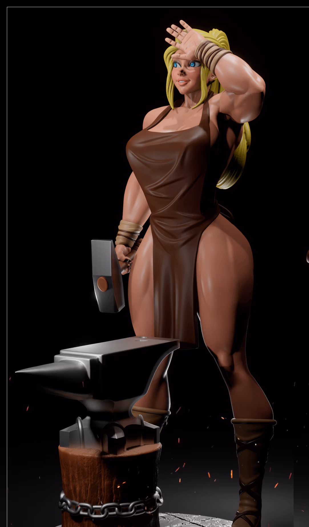 Blacksmith Statue | Original Fan Art by Digital Dark SFW,NSFW,Futa 3d printed statue,3d printed,nsfw statue,3d printed figure,futa statue,futa figurines,futanari figurines,futanari statue,Blacksmith girl staue
