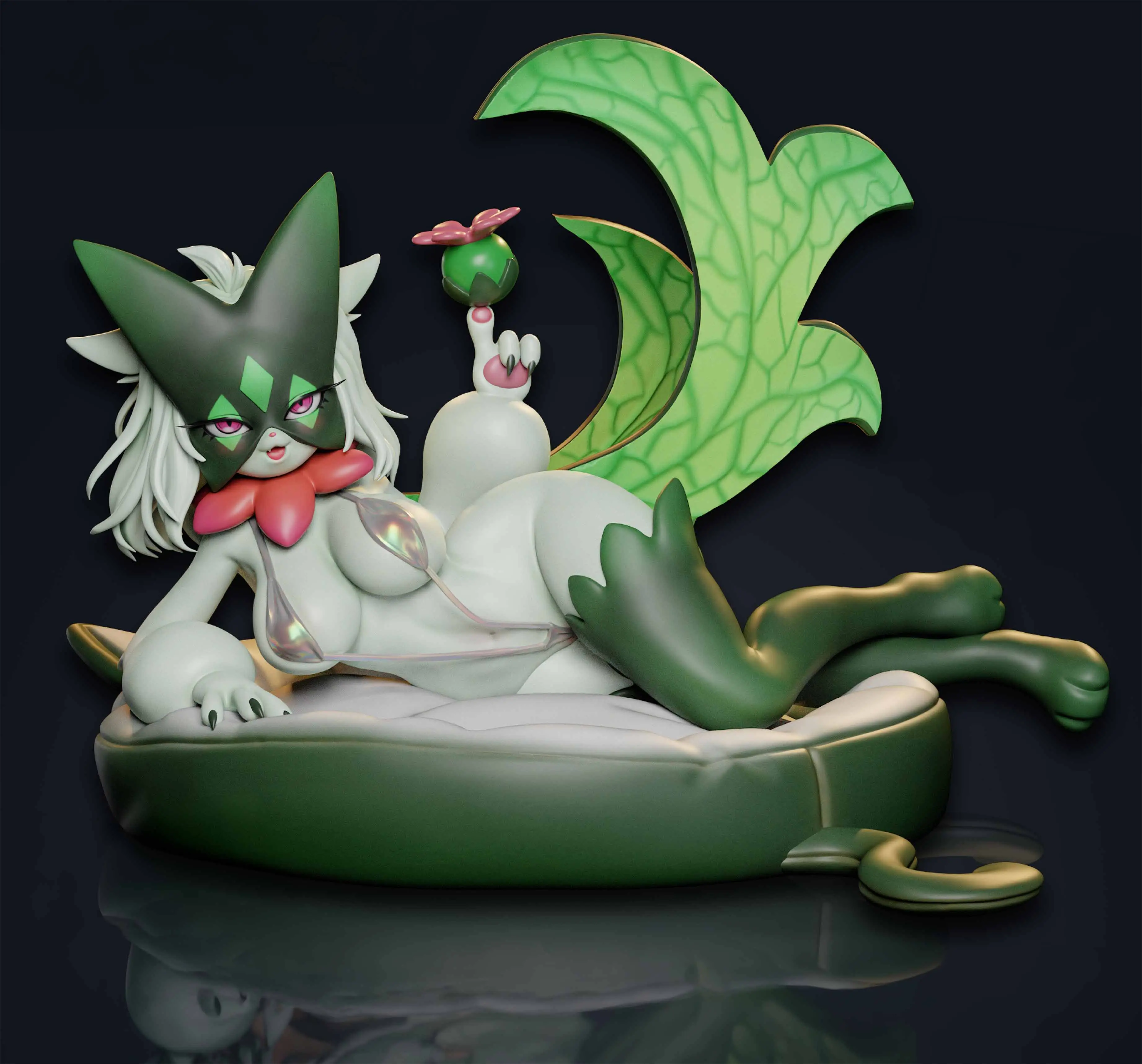Statua Luscious Meowscarada Furry | Pokemon Fan art di Onagaba SFW,NSFW 3d printed statue,3d printed,3d printed figure,Meowscarada Statue,Pokémon Statue,nsfw statue,furry statue