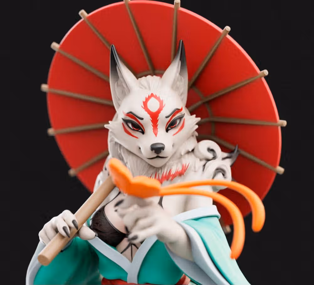 Amaterasu Wolf Girl Statue | Okami Fan Art by Anyonensfw SFW,NSFW,Futa 3d printed statue,3d printed,furry statue,Amaterasu Wolf,nsfw statue,futa statue,futa figurines,futanari figurines,futanari statue,3d printed figure