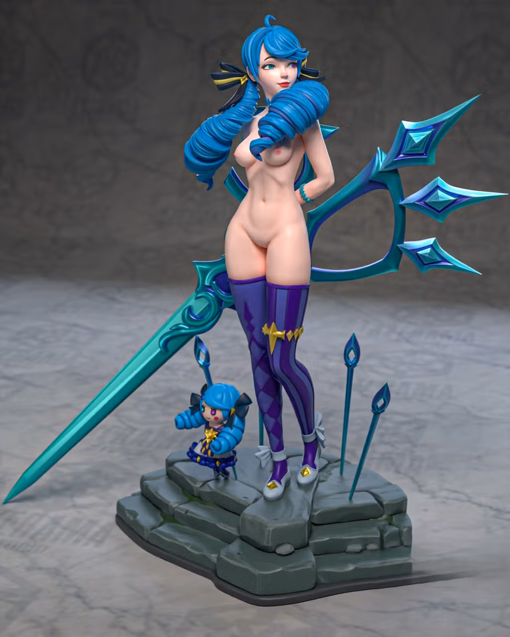 Gwen Statue | League of Legends Fan Art by Azerama SFW,NSFW 3d printed,3d printed statue,nsfw statue,Gwen statue,league of legends statue