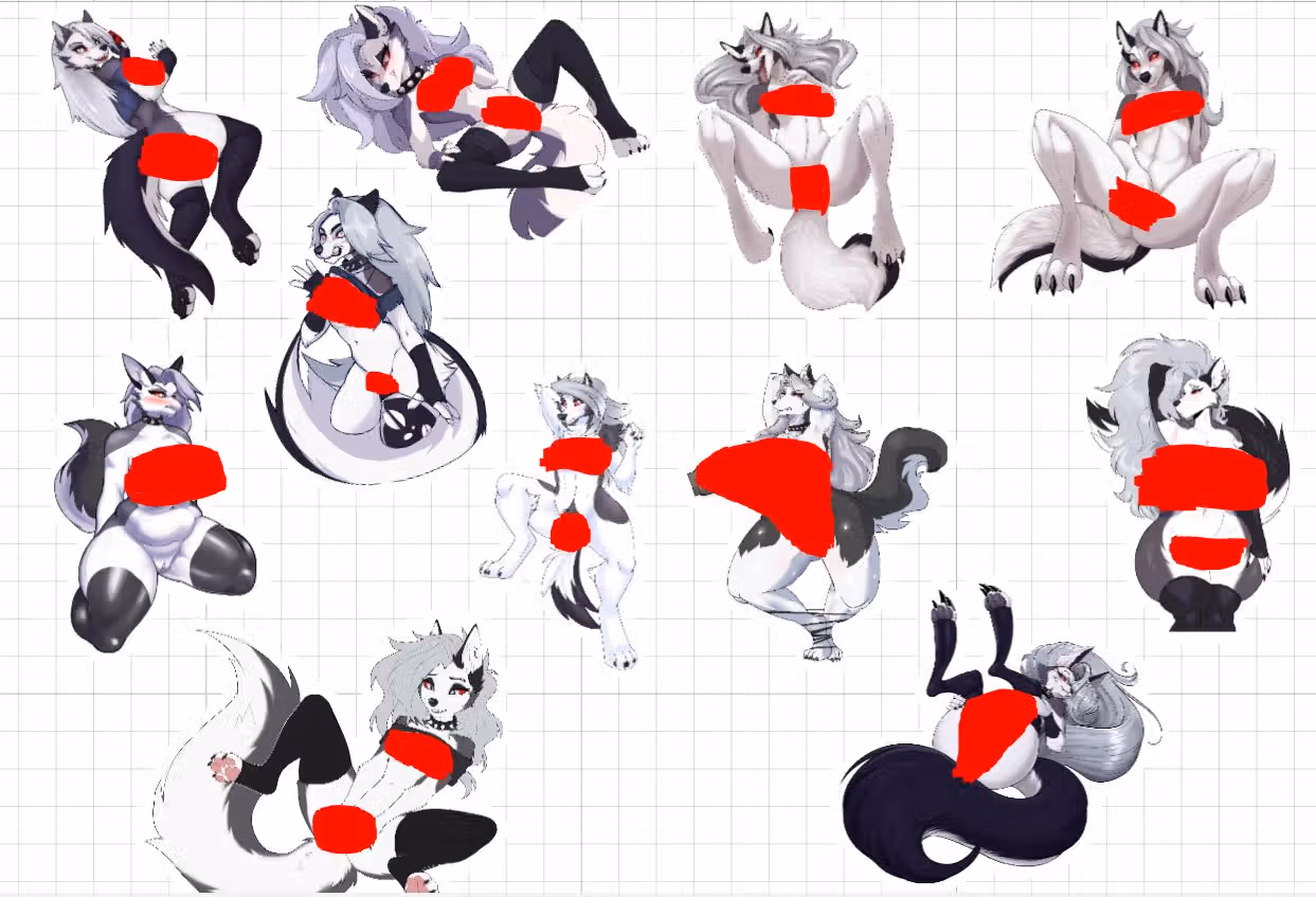Loona 2 Mega Pack Sticker | Helluva Boss Vinyl Sticker NSFW furry sticker,Helluva Boss sticker,nsfw sticker,loona sticker,stickers