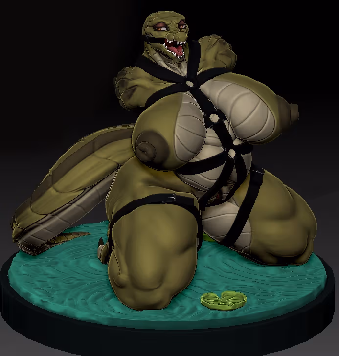 Cocodrile Trap Furry Statue | Original Fan Art by MorganMorningstar NSFW,Futa 3d printed statue,3d printed,3d printed figure,Cocodrile Trap Statue,Original Statue,futa statue,futa figurines,futanari figurines,futanari statue,nsfw statue,furry statue