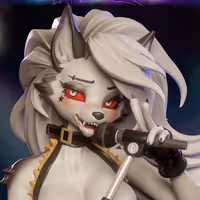 Rockstar Loona Furry Statue | Helluva Boss Fan Art by Onagaba SFW,NSFW 3d printed statue,3d printed,3d printed figure,Loona Statue,Helluva Boss Statue,nsfw statue,furry statue