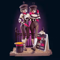 Bonbon and Chuchu Statue | Derpixon Fan Art by Officer Rhu SFW,NSFW,Futa 3d printed,Bonbon and Chuchu statue,futa statue,Derpixon statue,furry statue,nsfw statue,futa figurines,futanari figurines,futanari statue