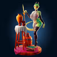 The Lusty Argonian Maid Statue | Original Fan Art by Officer Rhu SFW,NSFW,Futa 3d printed statue,3d printed,Argonian Maid Statue,dragon statue,nsfw statue,3d printed figure,futa figurines,futanari figurines,futanari statue,furry statue
