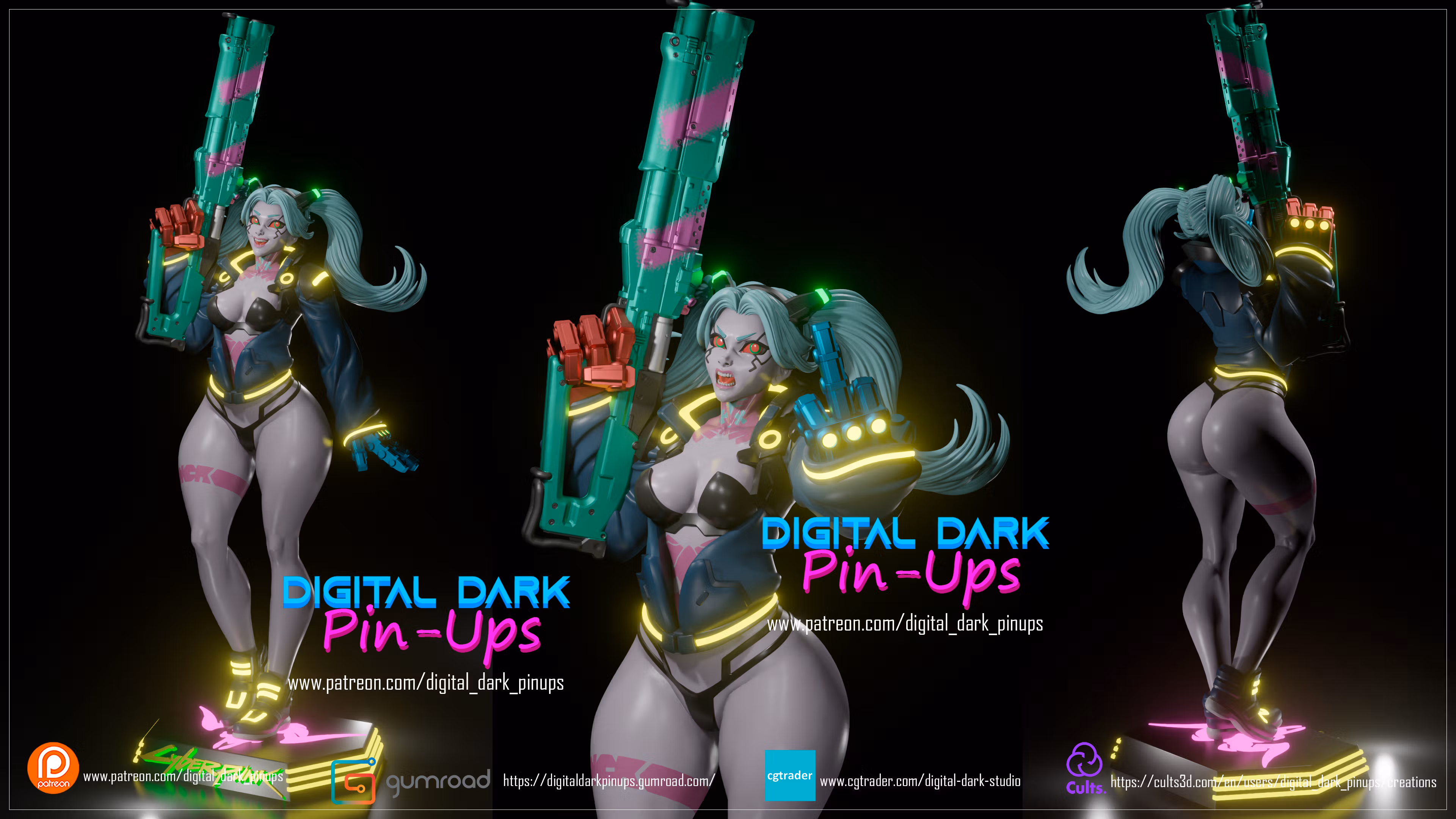 Statue Rebecca | Cyberpunk Edgerunners Fan art par Digital Dark SFW,NSFW,Futa 3d printed statue,3d printed,nsfw statue,futa statue,Rebecca Statue,Cyberpunk Edgerunners,3d printed figure,futa figurines,futanari figurines,futanari statue