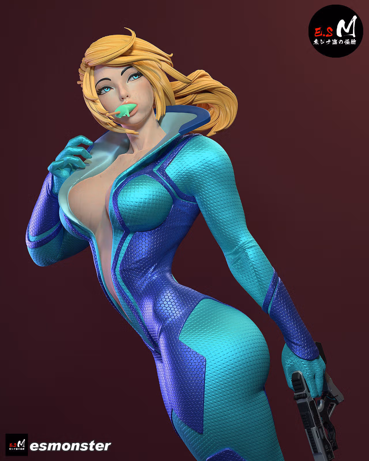 Samus Aran Statue | Metroid Fan Art by E.S Monster SFW 3d printed statue,3d printed,3d printed figure,Samus Aran Statue,Metroid Statue