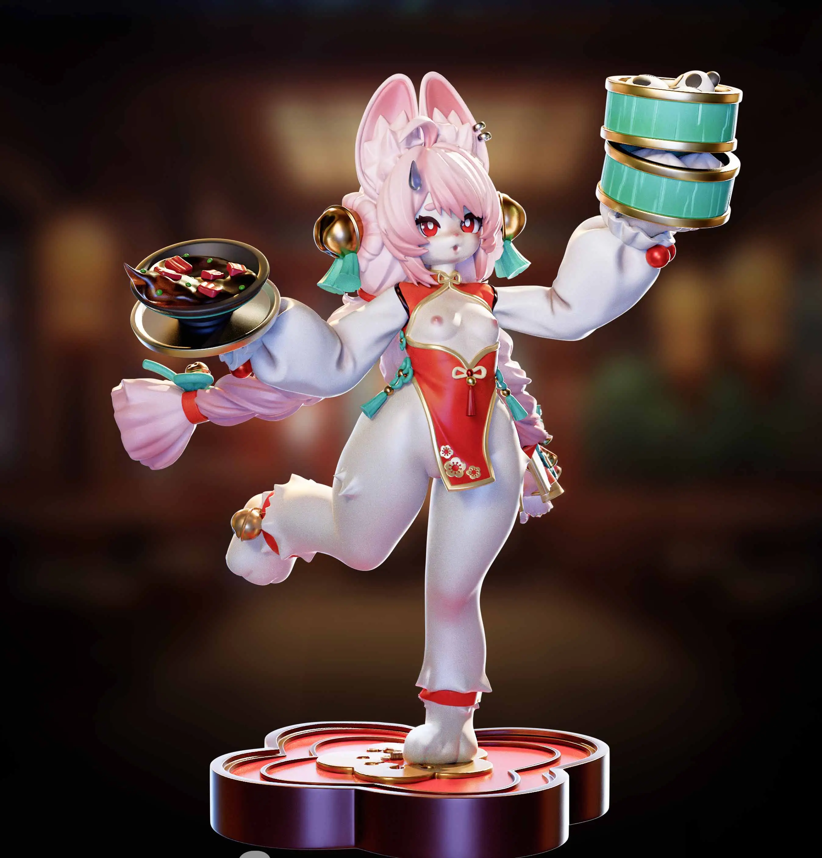 Zhao Chinese Cuisine Furry Statue | Zenless Zone Zero Fan Art by Onagaba SFW,NSFW,Futa 3d printed statue,3d printed,3d printed figure,Zenless Zone Zero statue,Zhao Statue,nsfw statue,furry statue