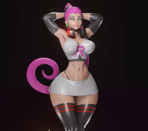 Jessie and Meowth Statue | Pokemon Fan Art by Digital Dark SFW,NSFW,Futa 3d printed statue,3d printed,nsfw statue,futa statue,3d printed figure,Jessie and Meowth Statue,pokemon Statue,futa figurines,futanari figurines,futanari statue