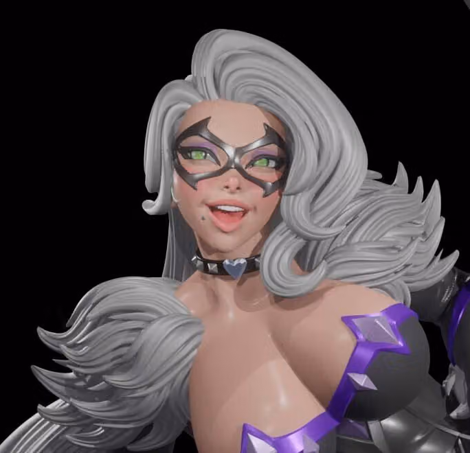 Black Cat Sit Statue | Marvel Fan Art by Digital Dark SFW,NSFW,Futa 3d printed statue,3d printed,nsfw statue,futa statue,Marvel Statue,Black Cat Statue,futa figurines,futanari figurines,futanari statue