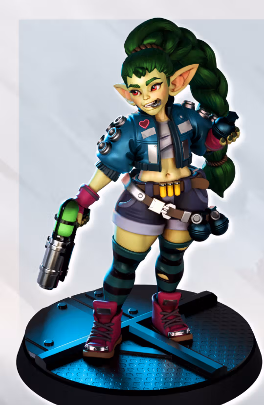 Tazzle the Cunning Goblin Merc Miniature | Cyberpunk2077 Fan Art by Gaz Minis SFW,NSFW 3d printed,miniature,Cyberpunk2077 miniature,nsfw miniature,Tazzle the Cunning Goblin Merc,3d printed miniature