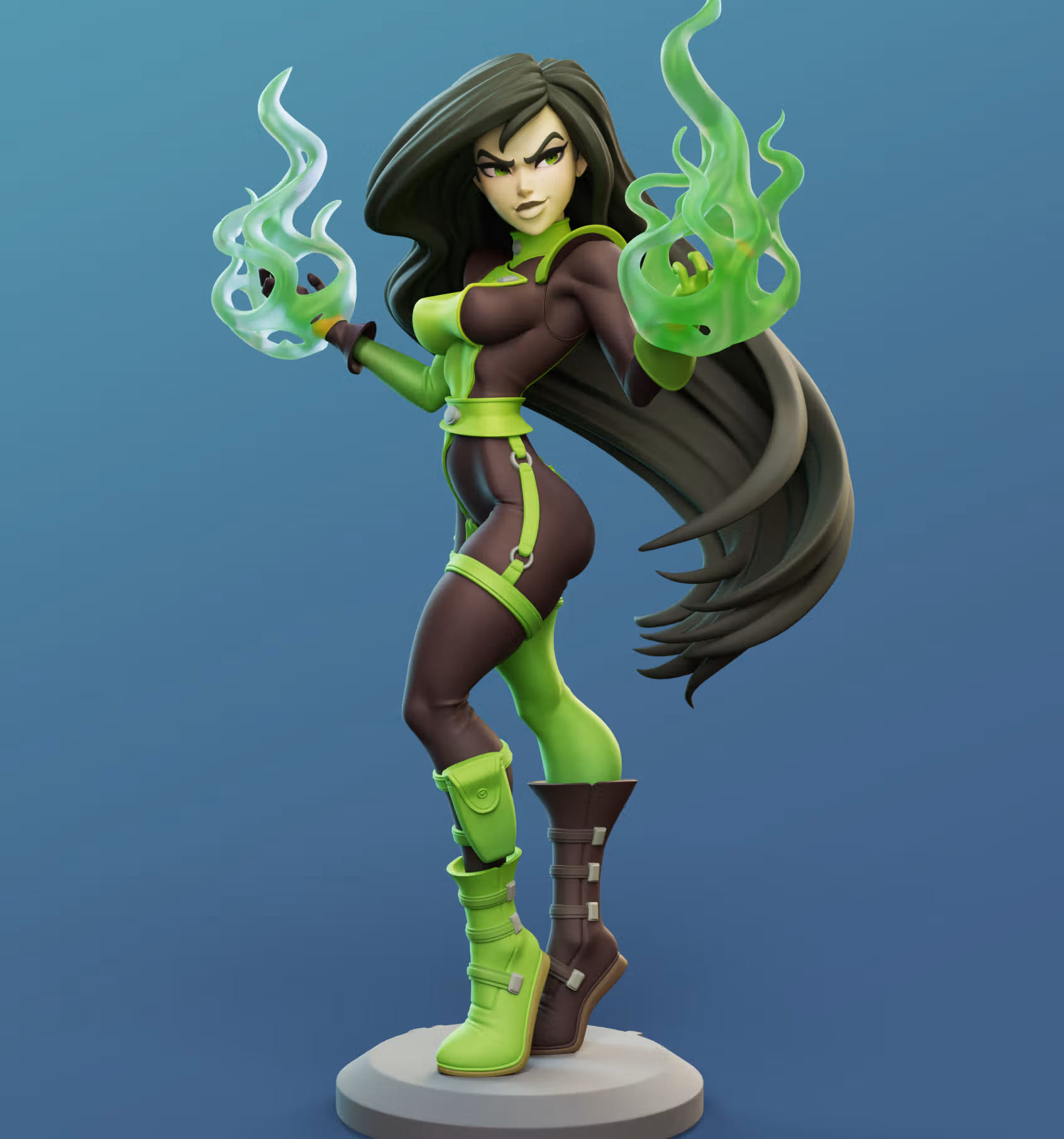 Statue Shego | Kim Possible Fan art par Dinamuuu3d SFW,NSFW 3d printed statue,3d printed,Kim Possible Statue ,3d printed figure,nsfw statue,Shego Statue 