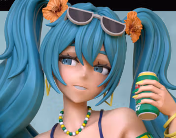 Hatsune Miku Brazilian Statue | Vocaloid Fan Art by OXO3D SFW 3d printed,3d printed statue,3d printed figure,Hatsune Miku Brazilian Statue,Vocaloid