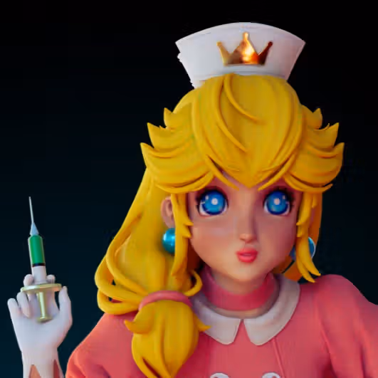 Princess Peach Nures Statue | Super Mario Fan Art by Officer Rhu SFW 3d printed statue,3d printed,nsfw statue,Princess Peach Statue,Super Mario Statue