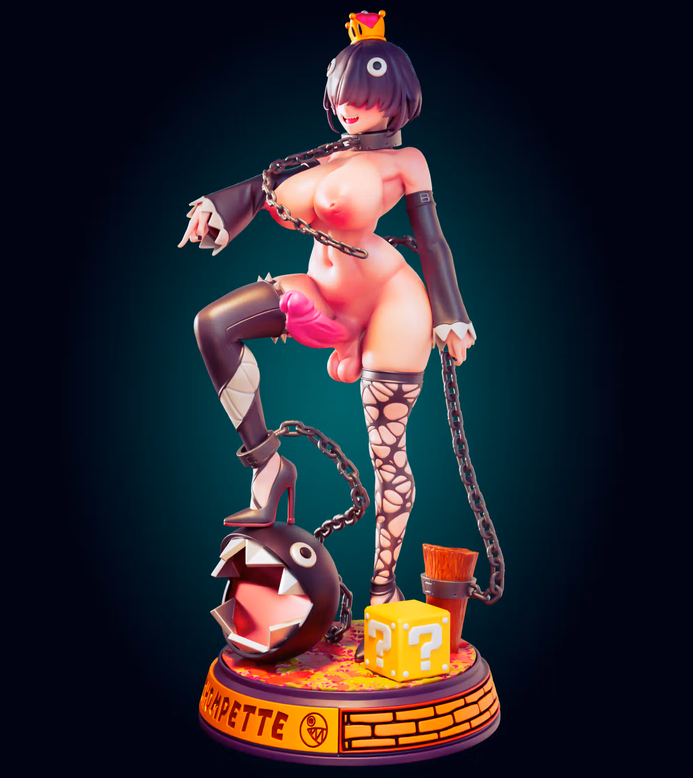 Statue Princess Chompette | Super Mario Fan art par Officer Rhu SFW,NSFW,Futa 3d printed,3d printed figure,Princess Chompette statue,futa statue,Super Mario statue,nsfw statue,futa figurines,futanari figurines,futanari statue